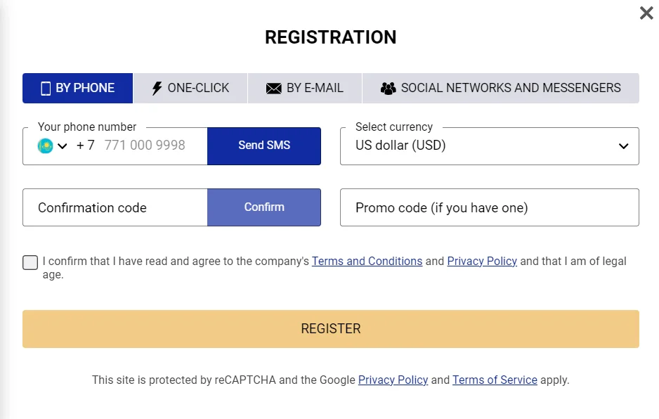 Screenshot of the Sapphirebet registration page, showcasing a user-friendly and straightforward sign-up process with fields for personal information and account details.